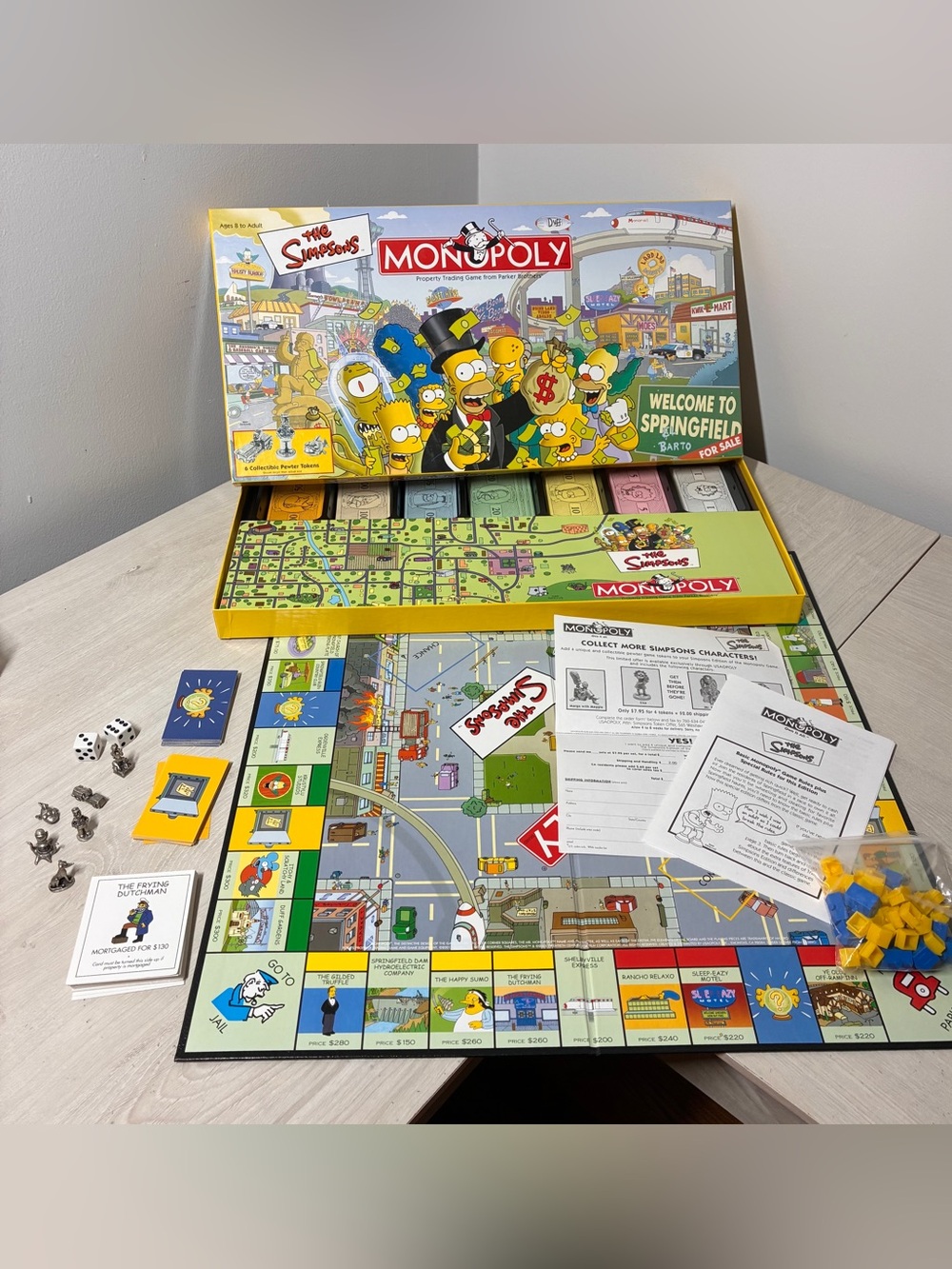 Simpsons Monopoly Board Game 2001 Hasbro 100% Complete Vintage Collectible Set
